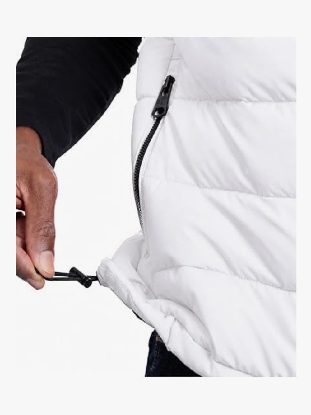 Calvin Klein White Hooded Quilted Puffer Vest with Black Trim - Picture 5 of 6